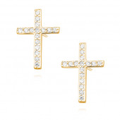 Cercei cruce argint placat cu aur galben cu pietre DiAmanti Z1336E_G-DIA